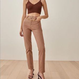 Reformation Cynthia high rise straight jeans in clay - 28 (NWT)